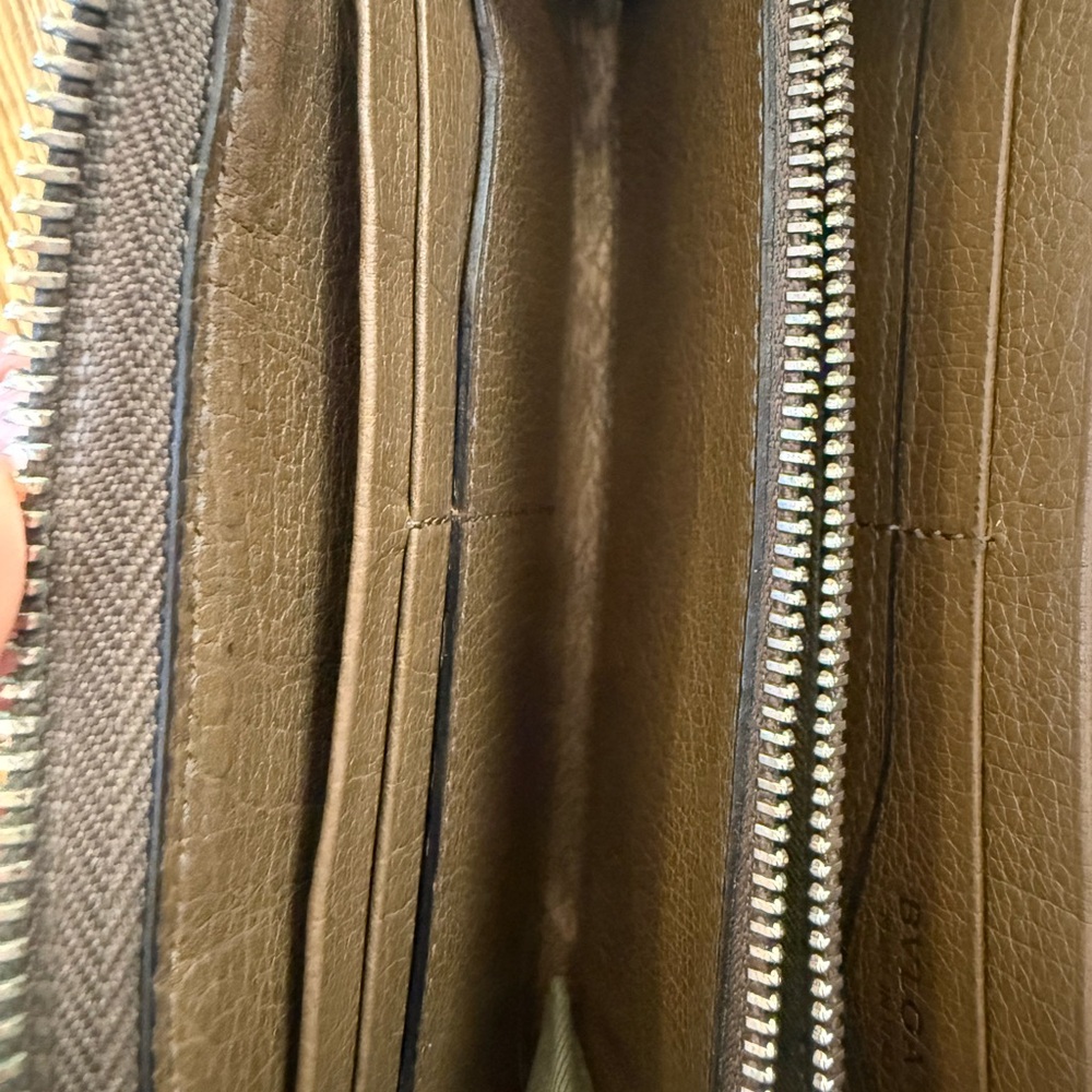 Bulgari Sage Green Leather Canvas Wallet with Zipper Charm - Picture 9 of 12